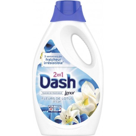 Dash Lenor Liquide Fleurs De Lotus et Lys 1,870L (lot de 2)