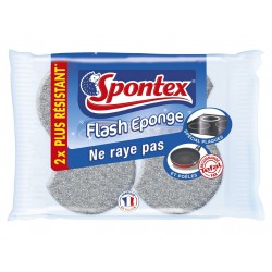 Spontex Flash Eponge Ne Raye Pas Spécial Plaques et Poêles 2x Plus Résistant Par 2 (lot de 3 soit 6 éponges)