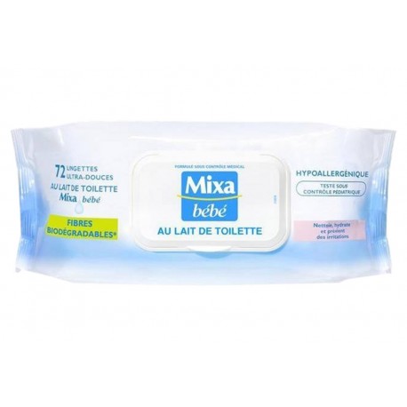 Mixa Bébé Lingettes au Lait de Toilette x72 (lot de 6 soit 432 lingettes)