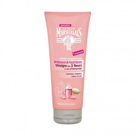 Le Petit Marseillais Après Shampooing Brillance & Nutrition Vinaigre aux 3 Fleurs & Lait d’Amande 200ml (lot de 4)
