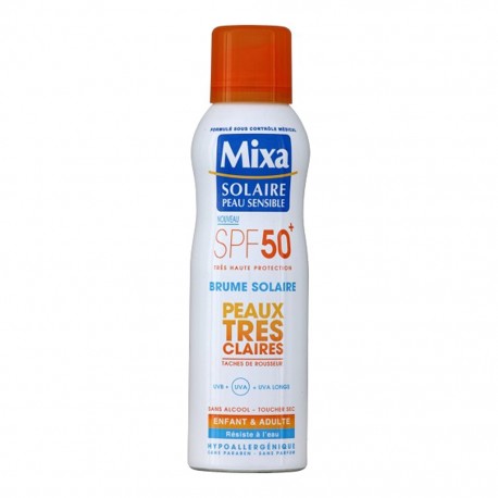 Mixa Solaire Peau Sensible Brume Solaure Peaux très Claires SPF 50+ Hypoallergénique 200ml (lot de 2)