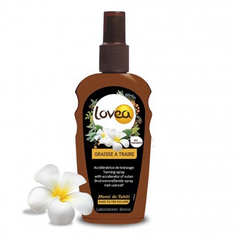 Lovea Graisse à Traire Accélératrice de Bronzage Monoï de Tahiti Sans Filtre Solaire 200ml (lot de 2)