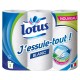 Lotus J’essuie-tout! Blanc Résistance Absorption Triple Épaisseur 3 rouleaux (lot de 4 soit 12 rouleaux)