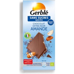 Gerblé Chocolat Extra Noir Amande Sans Sucres Ajoutés 80g (lot de 3)