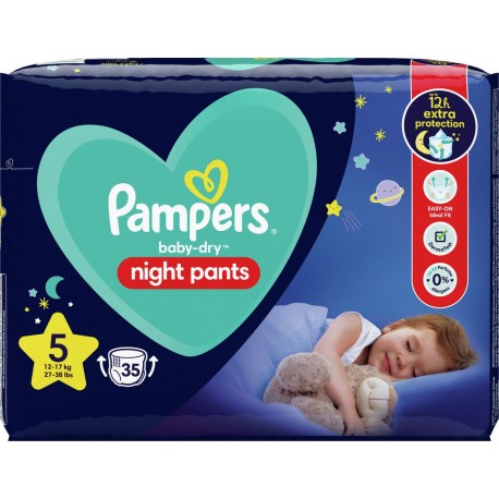 Pampers Couches culottes Taille 5 12-17Kg baby-dry nuit x35