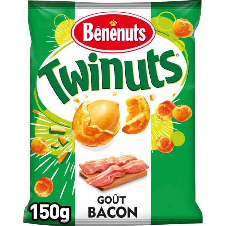Benenuts Biscuits apéritifs Twinuts goût bacon 150g