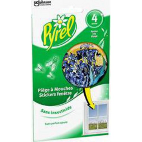 Pyrel Stickers fenêtre piège à mouches forme iris violet x4 stickers