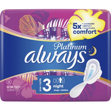 Always Serviette hygiénique ultra night avec ailettes