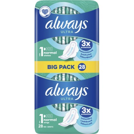 1 Always Serviette hygiénique avec ailettes normal taille