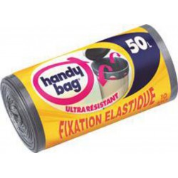 Handy Bag Sacs poubelle fixation élastique 50 l les 10 sacs