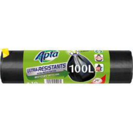 Apta Sacs poubelle liens coulissants ultra résistants 100 l les 10 sacs poubelle