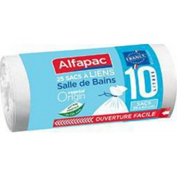 Alfapac Sacs poubelle pour la salle de bain avec liens le rouleau de 25 sacs de 10l