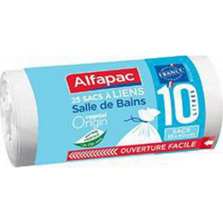 Alfapac Sacs poubelle pour la salle de bain avec liens le rouleau de 25 sacs de 10l