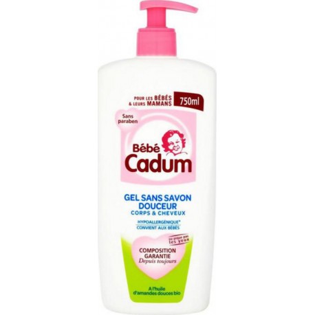 Cadum Bébé Gel Sans Savon Douceur Corps et Cheveux 750ml (lot de 3)