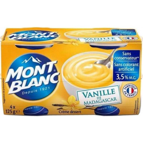 Mont Blanc Crème Dessert Vanille 125g 4 pots (lot de 3)