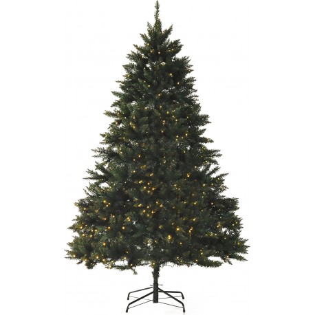 Homcom Sapin de Noël artificiel lumineux LED blanc chaud 200cm