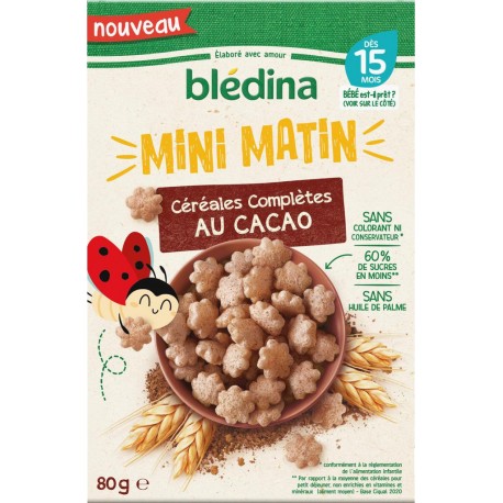 BLEDINA Céréales pour bébé dès 15 mois complètes au Cacao 80g