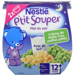 Nestlé P’tit Souper Plat du Soir Crème de Petits Pois Petites Pâtes 2x200g 400g