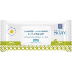 Biolane Lingettes au Liniment Oléo-Calcaire Nettoient et Protègent le Siège x64