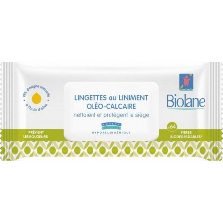 Biolane Lingettes au Liniment Oléo-Calcaire Nettoient et Protègent le Siège x64