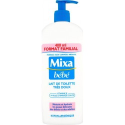 Mixa Bébé Lait de Toilette Très Doux Vitamine E + Huile d’Amande Douce Format Familial 400ml