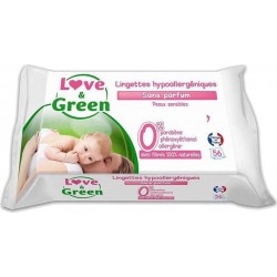 Love & Green Lingettes Hypoallergéniques Sans Parfum x56