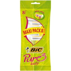 Bic Pure 3 Lady Maxi Pack par 8 Rasoirs Jetables pour Femme avec Aloé Vera