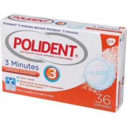 Polident Nettoyant Pour Appareils Dentaires 3 Minutes Comprimés Quotidiens 36 Comprimés